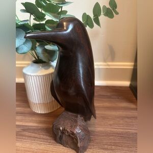 Iron Wood--Hand Carved PENGUIN--Figurine--10 3/4"Tall--Heavy